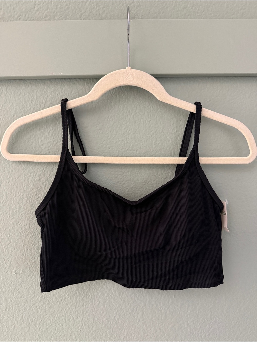 Aerie Black Ribbed Swim Bikini Top - Size Medium - NWT